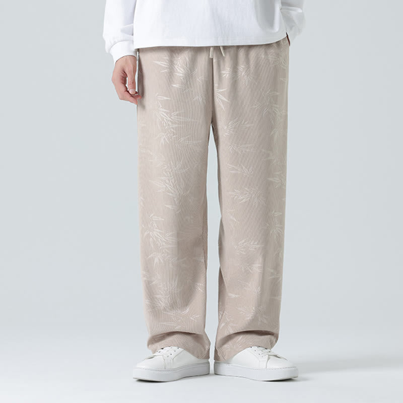 Buddha Stones Bamboo Pattern Corduroy Men's Wide Leg Pants With Pockets - image 1