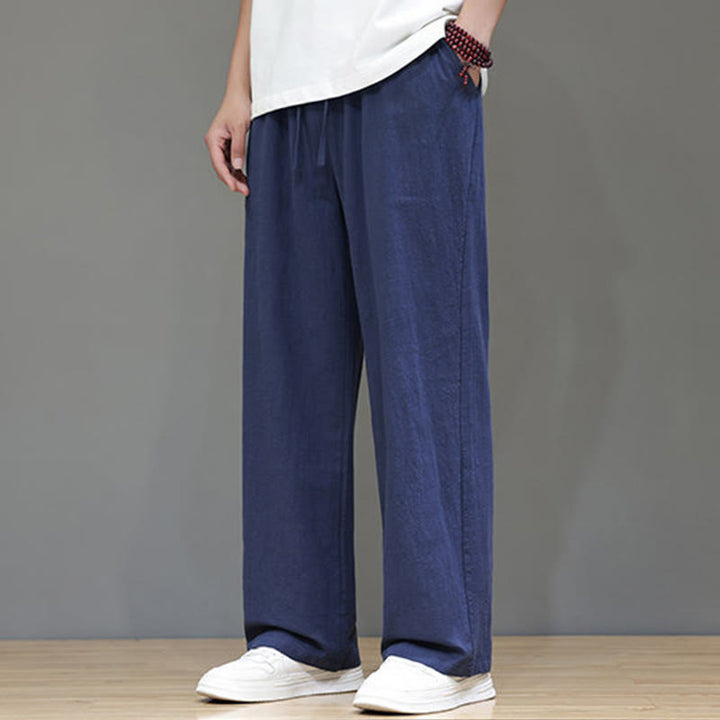 Buddha Stones Summer Men's Cotton Linen Straight Leg Pants With Pockets - image 9