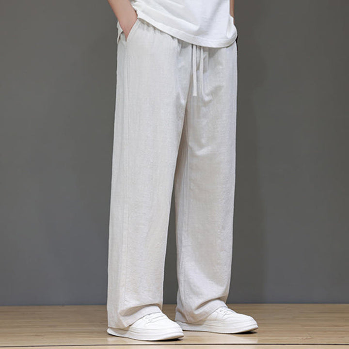Buddha Stones Summer Men's Cotton Linen Straight Leg Pants With Pockets - image 12