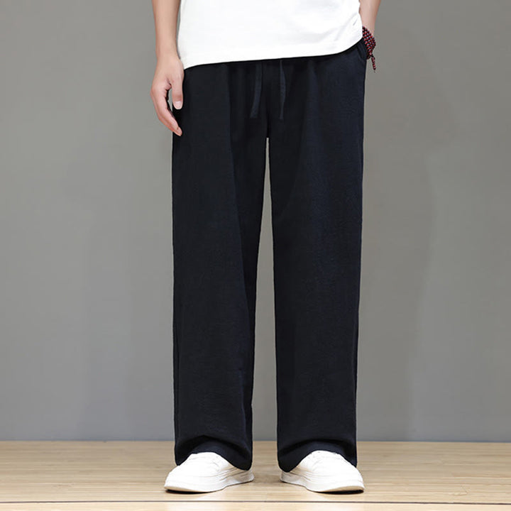 Buddha Stones Summer Men's Cotton Linen Straight Leg Pants With Pockets - image 31