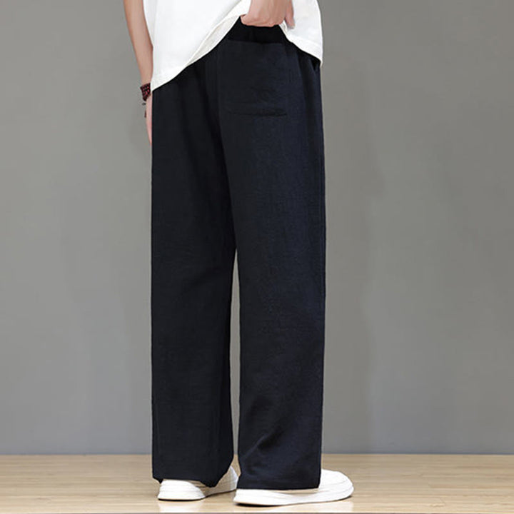 Buddha Stones Summer Men's Cotton Linen Straight Leg Pants With Pockets - image 34