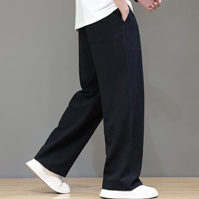 Buddha Stones Summer Men's Cotton Linen Straight Leg Pants With Pockets - image 33