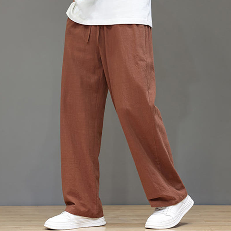 Buddha Stones Summer Men's Cotton Linen Straight Leg Pants With Pockets - SandyBrown - US/UK/AU46，EU56 (5XL) - image 38