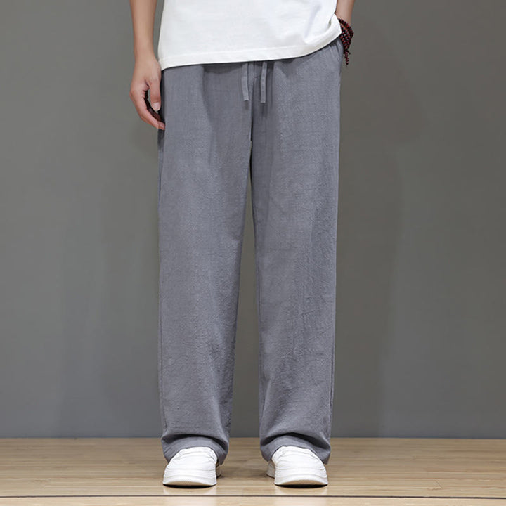 Buddha Stones Summer Men's Cotton Linen Straight Leg Pants With Pockets - image 19