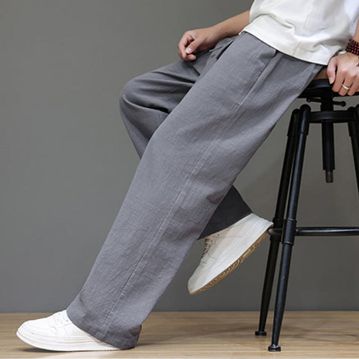 Buddha Stones Summer Men's Cotton Linen Straight Leg Pants With Pockets - image 25