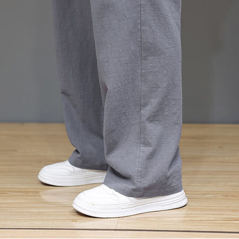 Buddha Stones Summer Men's Cotton Linen Straight Leg Pants With Pockets - image 29