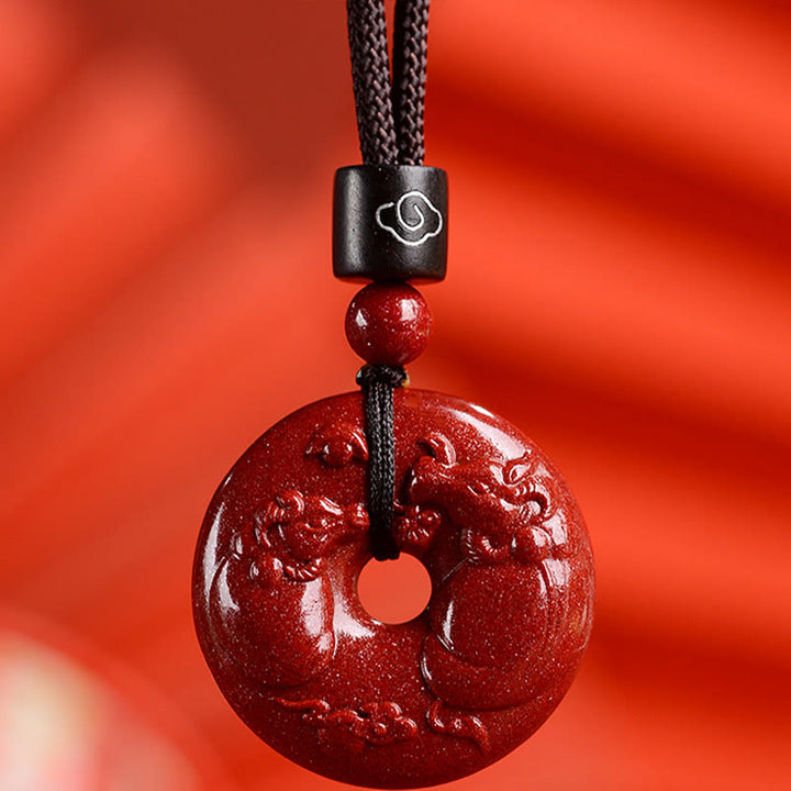 Buddha Stones Chinese Zodiac Cinnabar Peace Buckle Calm Necklace Pendant