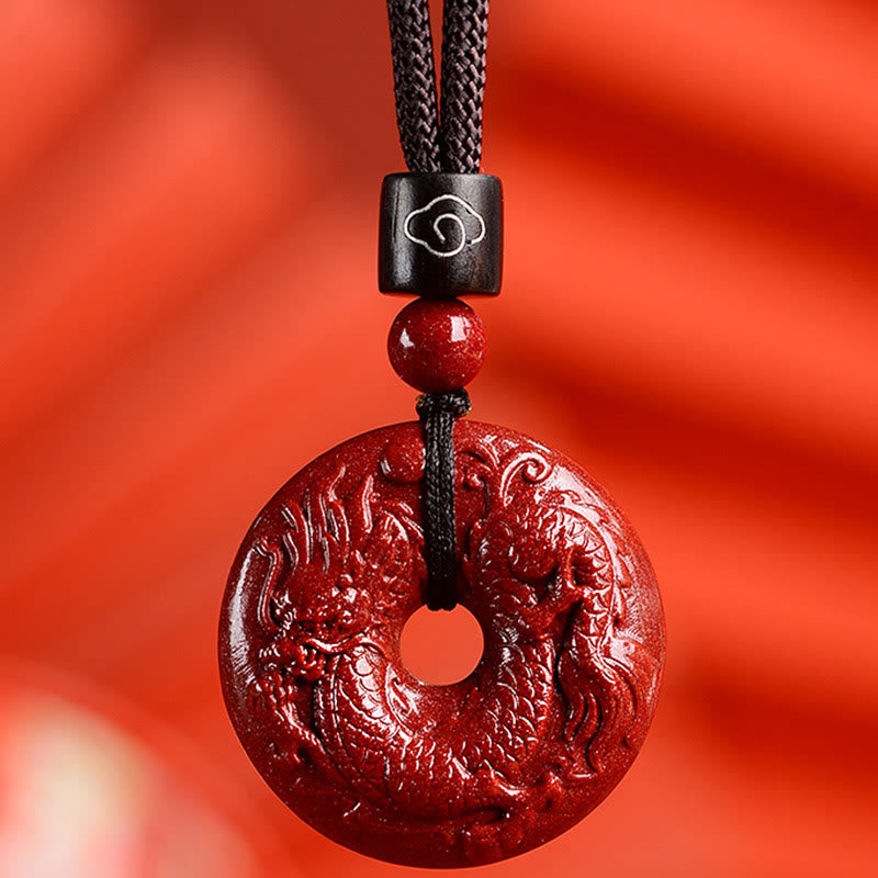 Buddha Stones Chinese Zodiac Cinnabar Peace Buckle Calm Necklace Pendant