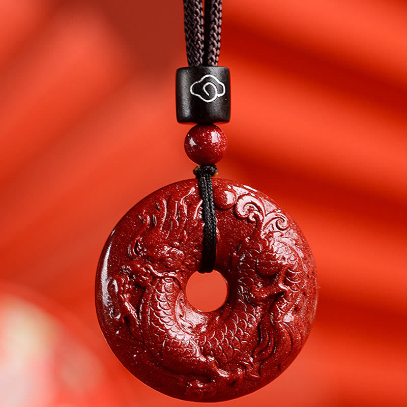 Buddha Stones Chinese Zodiac Cinnabar Peace Buckle Calm Necklace Pendant