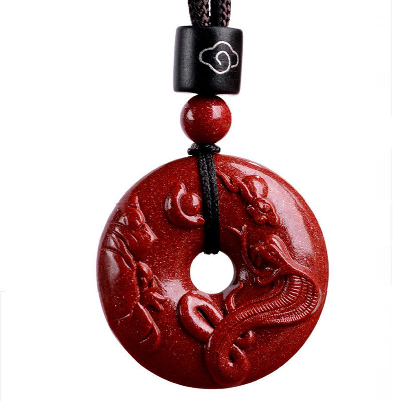 Buddha Stones Chinese Zodiac Cinnabar Peace Buckle Calm Necklace Pendant