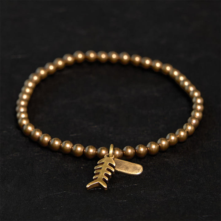 Buddha Stones Brass Copper Fish Bone Healing Bracelet - Brass(Wrist Circumference: 20-21cm) - image 0