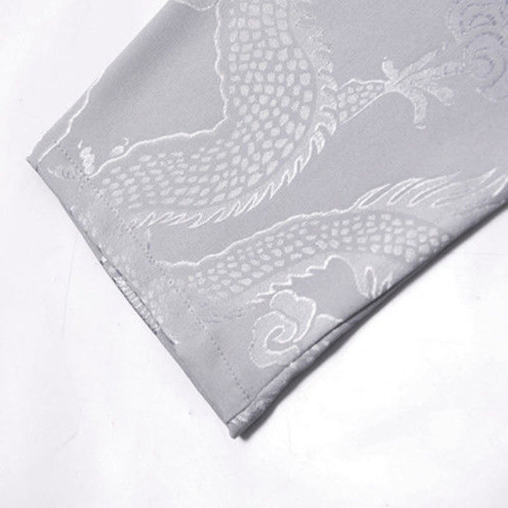 Buddha Stones 2Pcs Tang Suit Dragon Frog-Button Men's Long Sleeve Shirt Pants Clothing Set - image 12