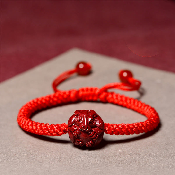 Buddha Stones Chinese Zodiac Red String Cinnabar Blessing Bracelet