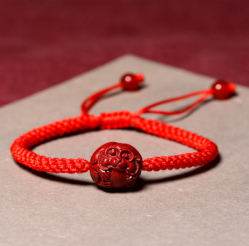 Buddha Stones Chinese Zodiac Red String Cinnabar Blessing Bracelet