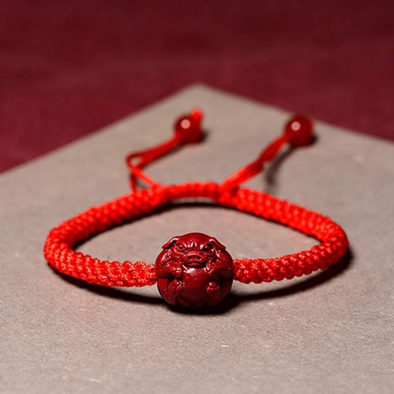 Buddha Stones Chinese Zodiac Red String Cinnabar Blessing Bracelet