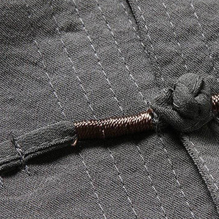 Buddha Stones 2Pcs Plain Tang Suit Men's Frog-Button Long Sleeve Shirt Pants Set - image 5