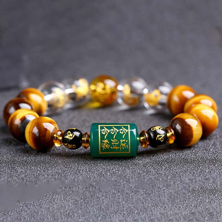 Buddha Stones Chinese Zodiac Tiger Eye Courage Bracelet