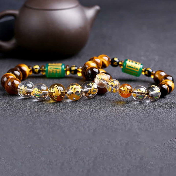 Buddha Stones Chinese Zodiac Tiger Eye Courage Bracelet