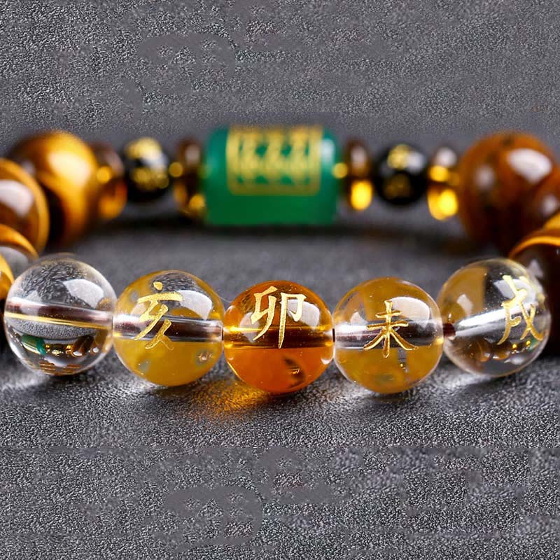 Buddha Stones Chinese Zodiac Tiger Eye Courage Bracelet