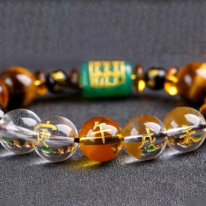 Buddha Stones Chinese Zodiac Tiger Eye Courage Bracelet