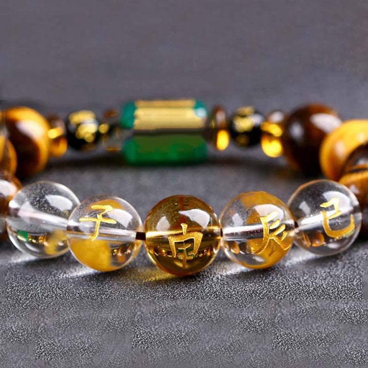 Buddha Stones Chinese Zodiac Tiger Eye Courage Bracelet