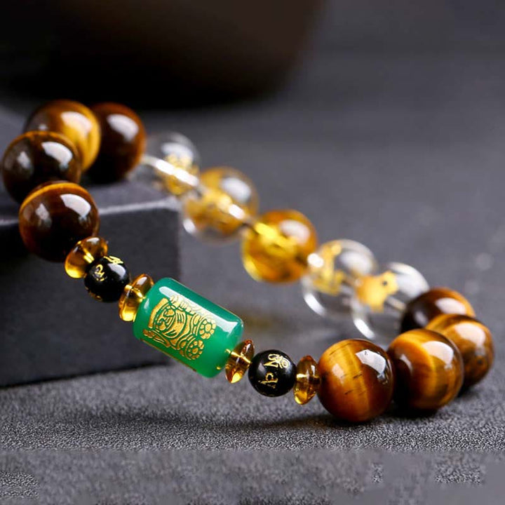 Buddha Stones Chinese Zodiac Tiger Eye Courage Bracelet