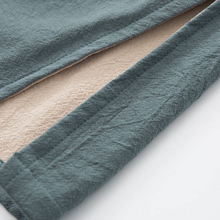 Buddha Stones 2Pcs Zen Tang Suit Men's Linen Frog-Button Long Sleeve Shirt Pants Set - image 10