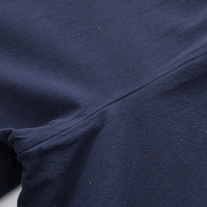 Buddha Stones 2Pcs Zen Tang Suit Men's Linen Frog-Button Long Sleeve Shirt Pants Set - image 32