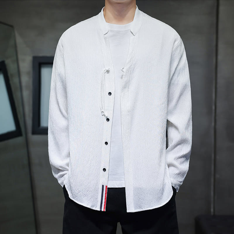 Buddha Stones Fall Solid Color Men's Button Long Sleeve Shirt Clothing - image 14