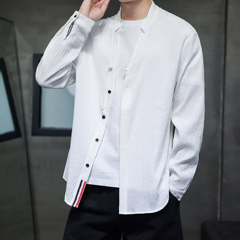 Buddha Stones Fall Solid Color Men's Button Long Sleeve Shirt Clothing - image 11