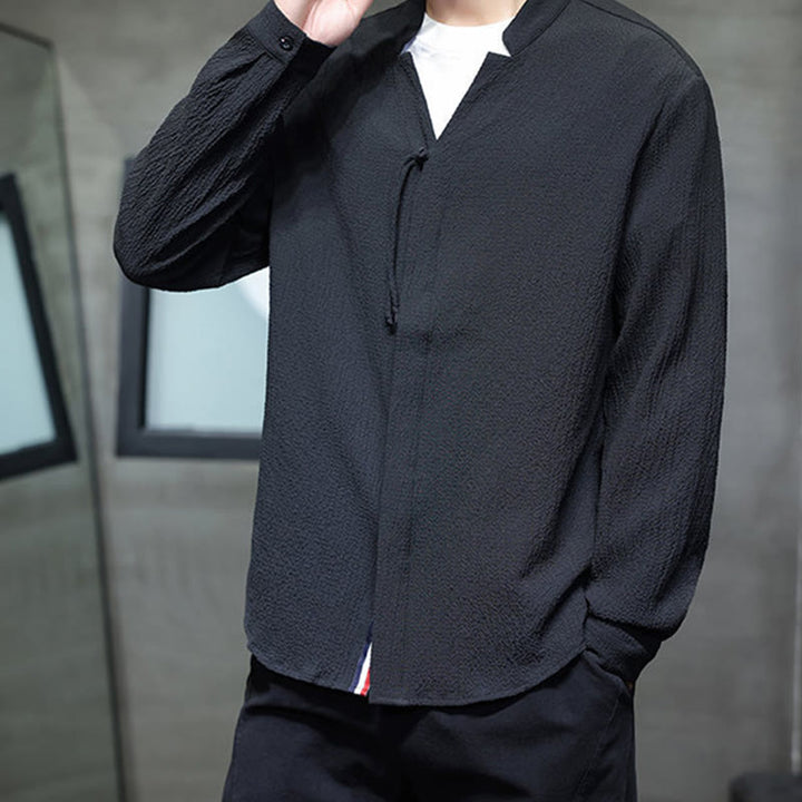 Buddha Stones Fall Solid Color Men's Button Long Sleeve Shirt Clothing - image 20