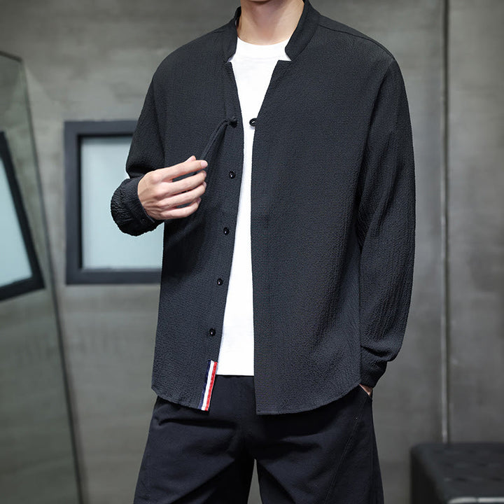 Buddha Stones Fall Solid Color Men's Button Long Sleeve Shirt Clothing - image 18