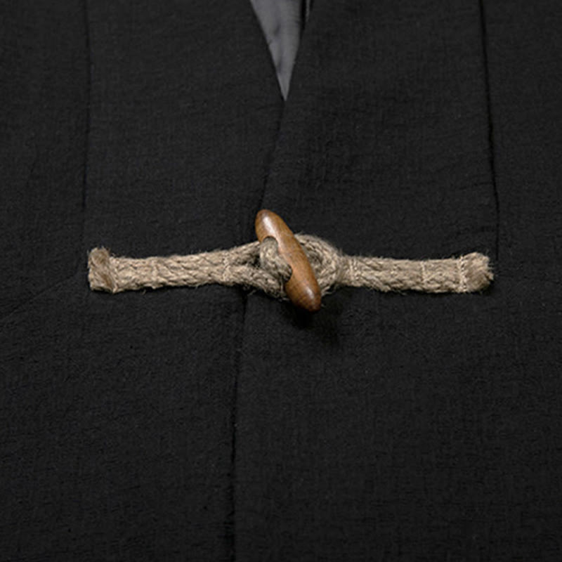 Buddha Stones Fall Simple Cotton Men's Long Sleeve Mid-length Coat Clothing - image 8