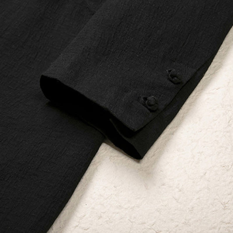 Buddha Stones Fall Simple Cotton Men's Long Sleeve Mid-length Coat Clothing - image 9