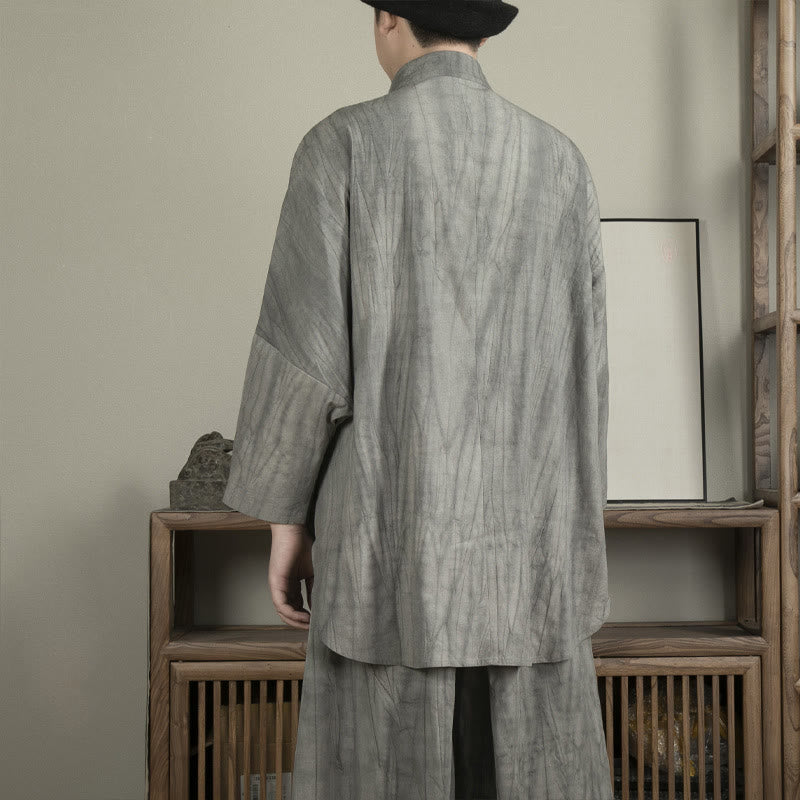 Buddha Stones Casual Gray Men's Frog-Button Shirt Zen Clothing - image 3
