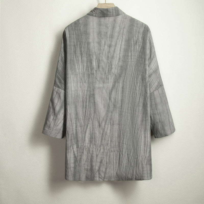Buddha Stones Casual Gray Men's Frog-Button Shirt Zen Clothing - image 5