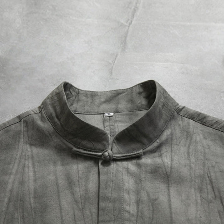 Buddha Stones Casual Gray Men's Frog-Button Shirt Zen Clothing - image 6