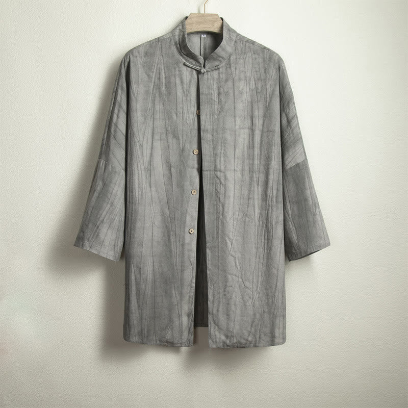 Buddha Stones Casual Gray Men's Frog-Button Shirt Zen Clothing - image 4