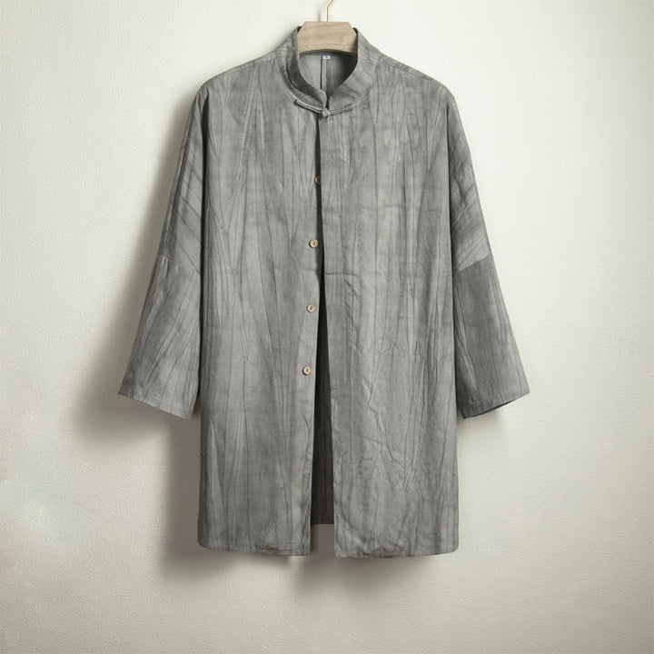 Buddha Stones Casual Gray Men's Frog-Button Shirt Zen Clothing - image 4