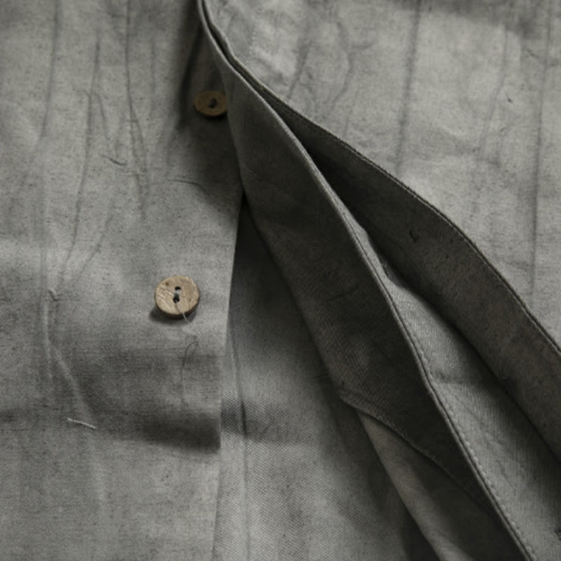 Buddha Stones Casual Gray Men's Frog-Button Shirt Zen Clothing - image 7