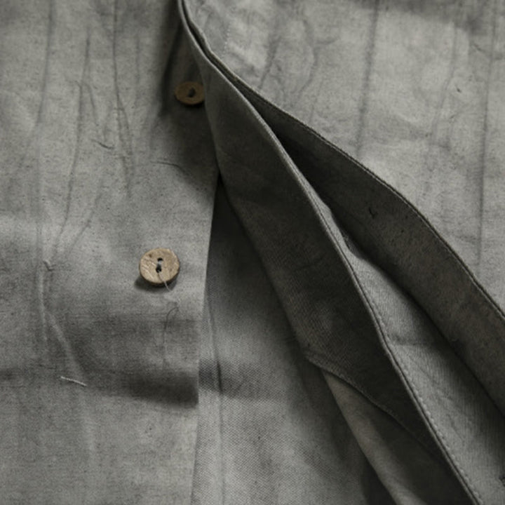 Buddha Stones Casual Gray Men's Frog-Button Shirt Zen Clothing - image 7
