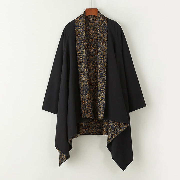 Buddha Stones Fall Men's Cotton Mid-length Coat Double-sided Jacket - Black - US/UK/AU38，EU48 (XL) - image 7