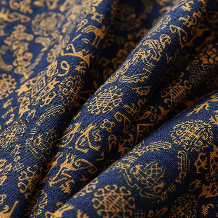 Buddha Stones Fall Men's Cotton Mid-length Coat Double-sided Jacket - image 17