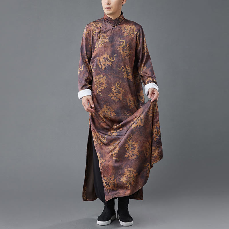 Buddha Stones Vintage Chinese Frog-Button Tang Suit Men's Dragon Cotton Robe - image 3