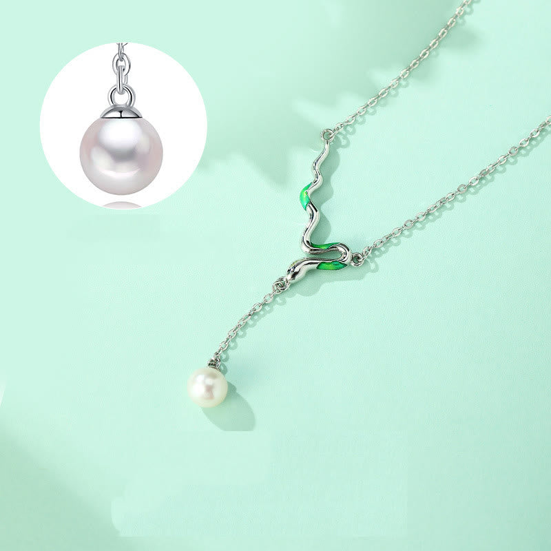 Buddha Stones 925 Sterling Silver Pearl Bead Year Of The Snake Healing Necklace Pendant