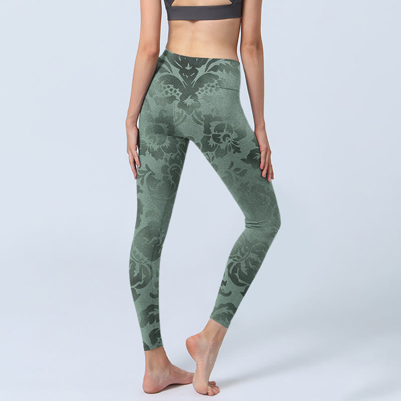 Buddha Stones Casual Flower Leaves Print Gym Fitness Leggings Women's Yoga Pants - image 5
