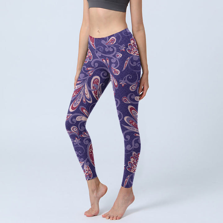 Buddha Stones Purple Flower Petals Print Gym Fitness Leggings Women's Yoga Pants - MediumPurple - US18，UK/AU22，EU50 (4XL) - image 0