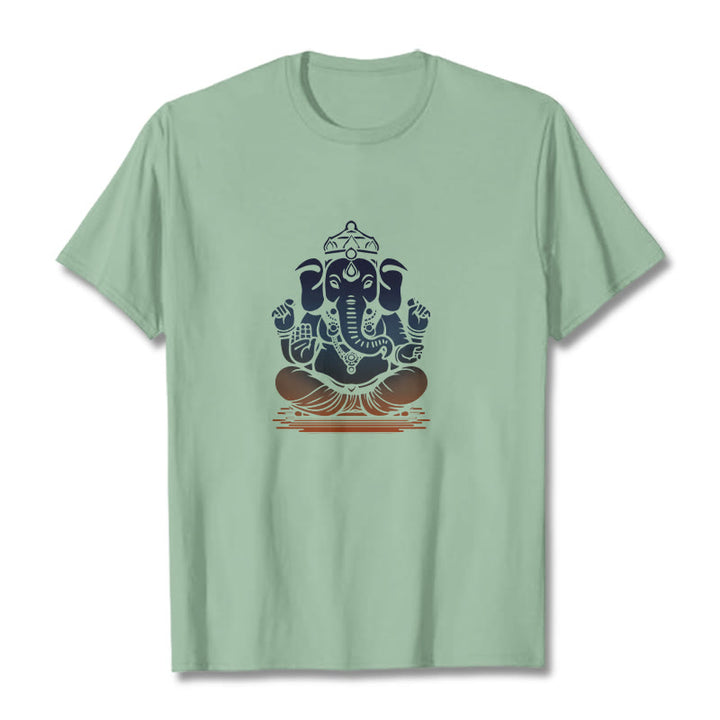 Buddha Stones Meditating Ganesh Elephant Pattern Tee T-shirt