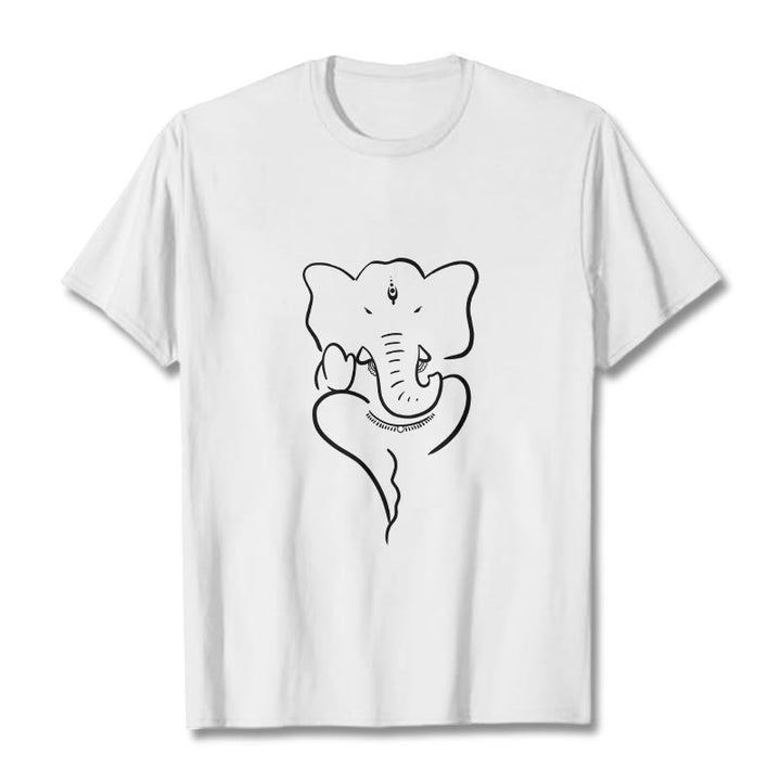 Buddha Stones Ganesh Elephant Sketch Pattern Tee T-shirt