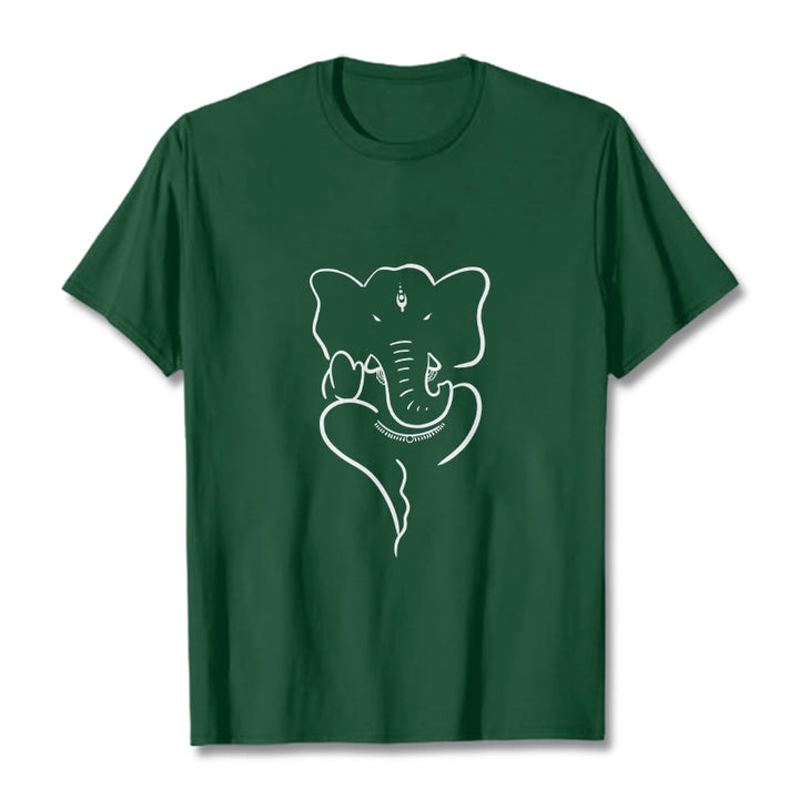 Buddha Stones Ganesh Elephant Sketch Pattern Tee T-shirt - ForestGreen - 2XL - image 10